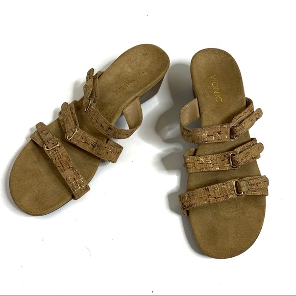 Vionic Shoes | Vionic Gold Tan Wedge Velcro Sandals | Poshmark